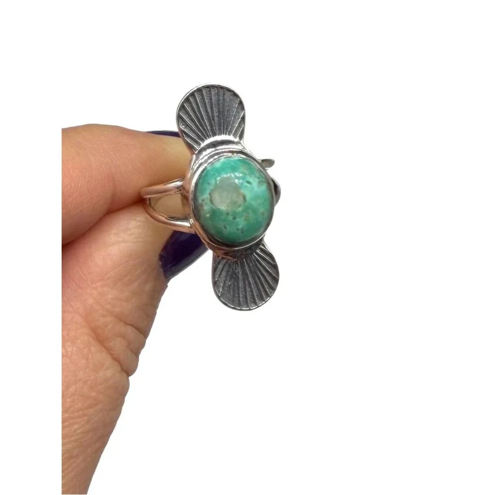Arizona Mohave Turquoise Ring Size 6 Solid 925 Sterling Silver